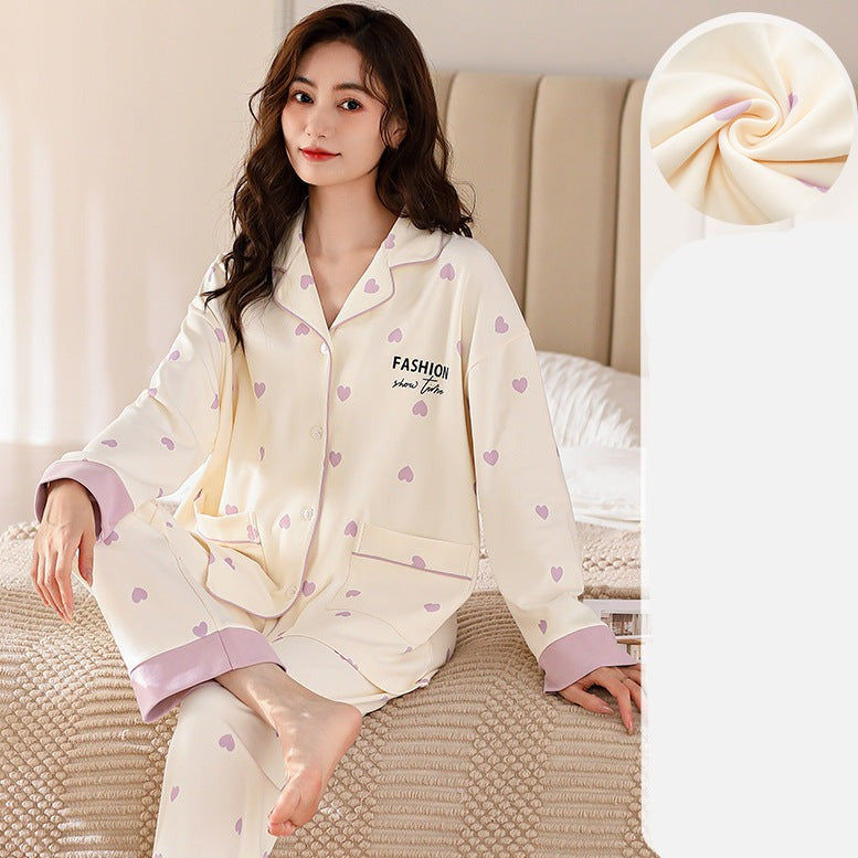 Women's Hearts Pyjamas PJ Set Comfy 100% Cotton