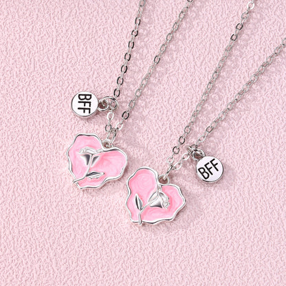 Rose Matching Best Friend Necklaces Gift Set for 2