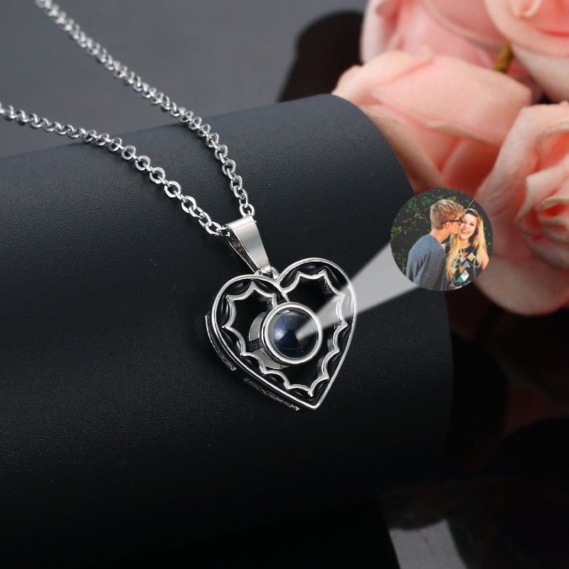 Photo Projection Heart Shaped Pendant