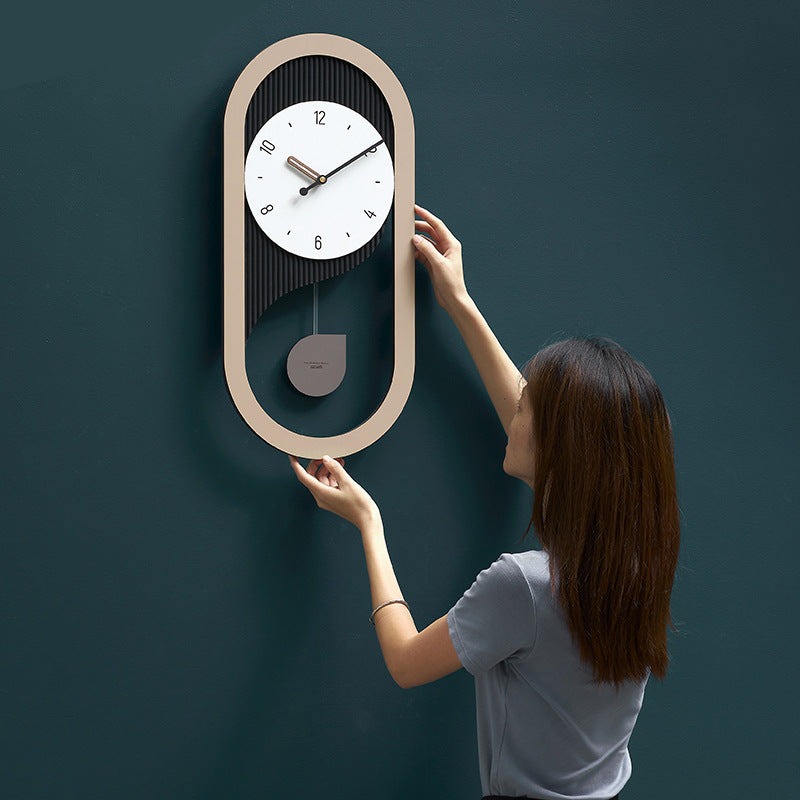 Pendulum Silent Long Wall Clock for Home Office Battery Operated – Loforay