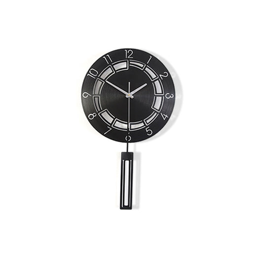 Black Circular Pendulum Wall Décor Clock