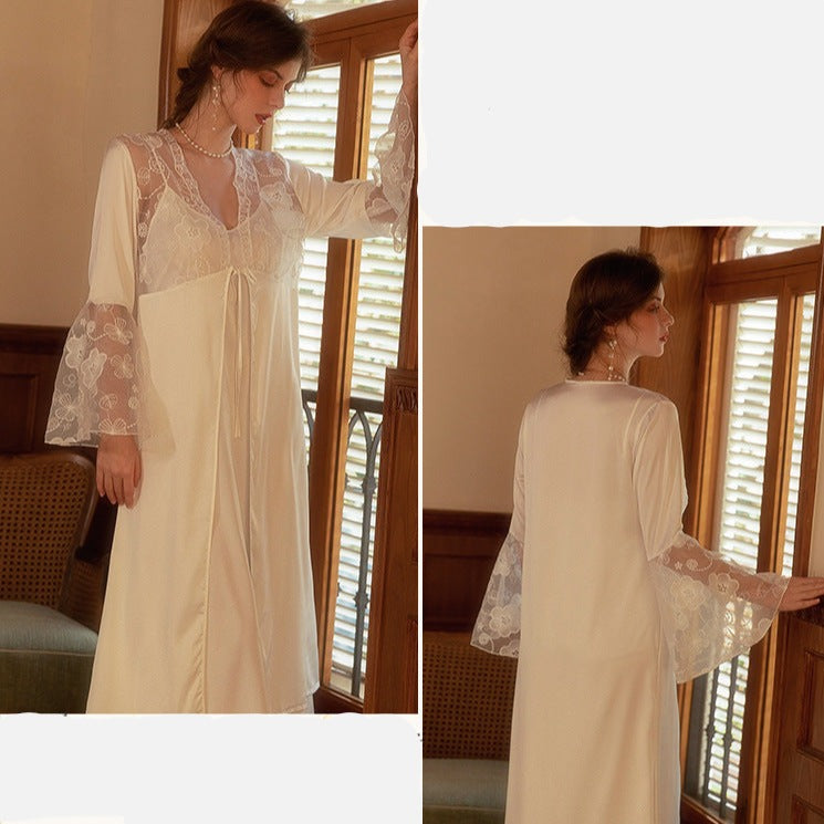 Bridal Wedding Vintage Lace Robe Nightdress