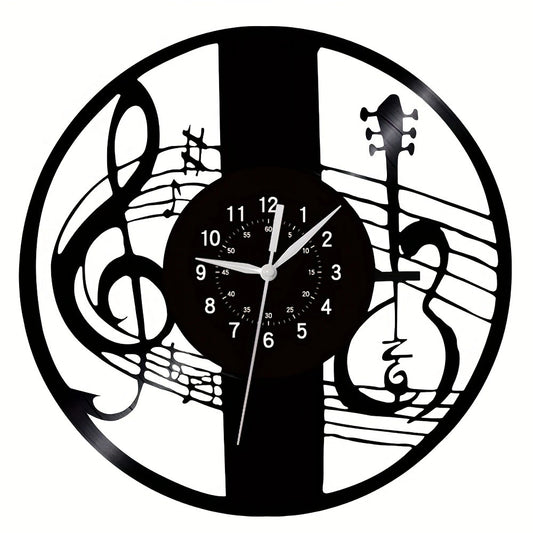 Music Notes Lp Record Silent Wall Clock