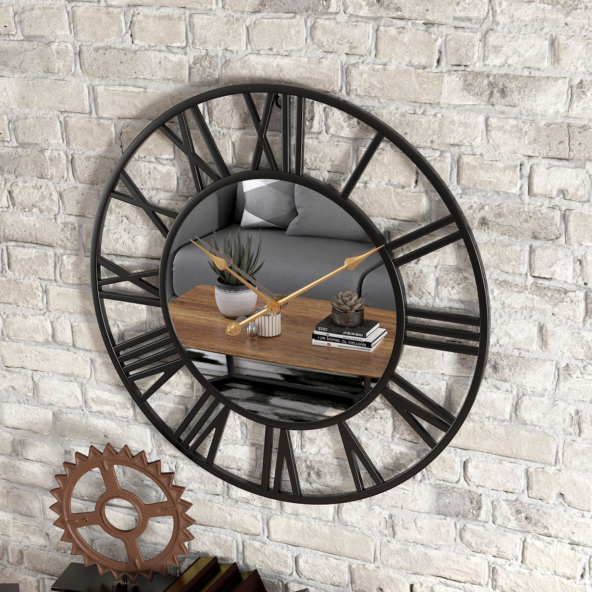 Metal Vintage Large Size Mirror Wall Clock 39cm – Loforay