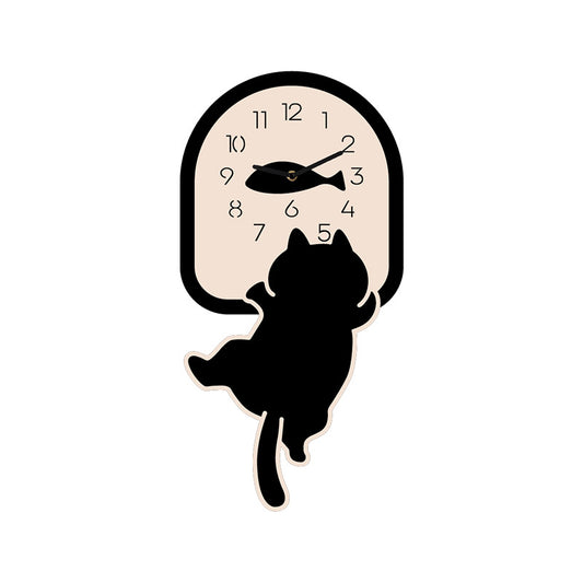 Cute Cat Silent Wall Clock for Kids Bedroom