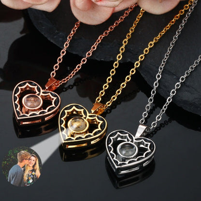 Photo Projection Heart Shaped Pendant