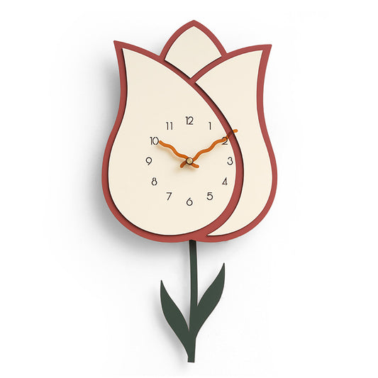 Flower Pendulum Wall Clock for Study Room