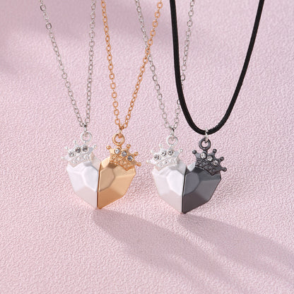 Magnetic King Queen Necklaces Gift for Couples