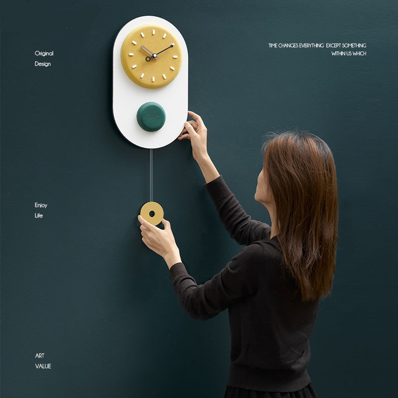 3D Nordic Pendulum Wall Clock for Living Room