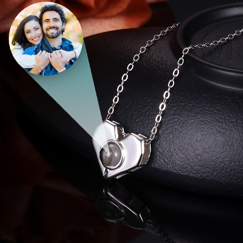 Photo Projection Heart Shaped Pendant Necklace