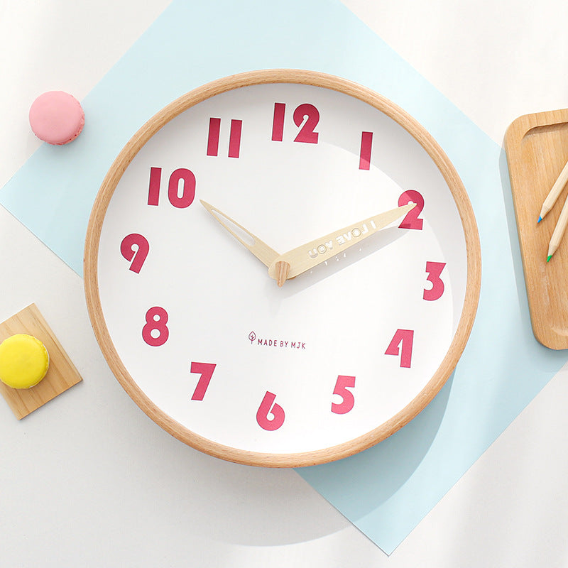 Loforay™ Solid Wood Circular Classroom Silent Wall Clock