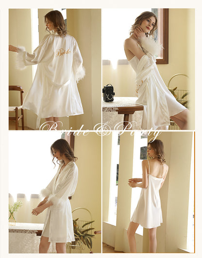 Bridal Wedding Satin Chiffon Nightdress