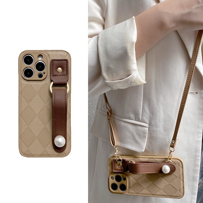 Adorable iPhone Cover with Wristband and Crossbody Strap for iPhone 11 to 14 Plus Loforay.com