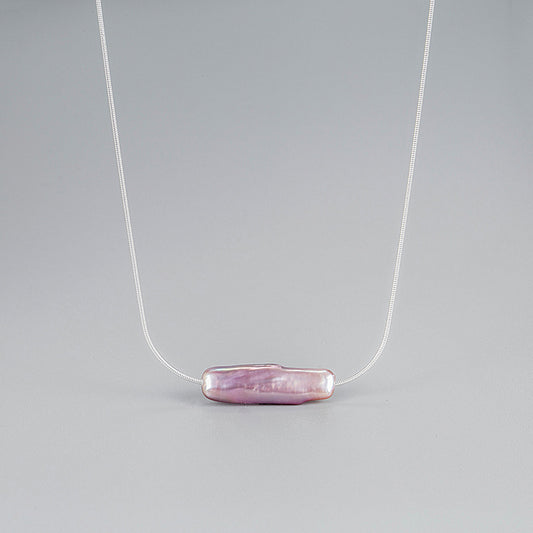 Natural Pearl Baroque Minimalist Necklace Loforay.com