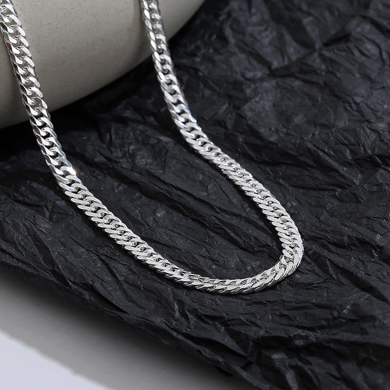 Custom Engraved Cuban Chain Sterling Silver Necklace