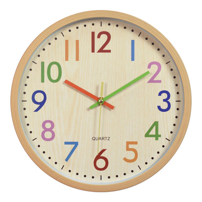 Wood Textured Silent Classroom Clock 12 Inches