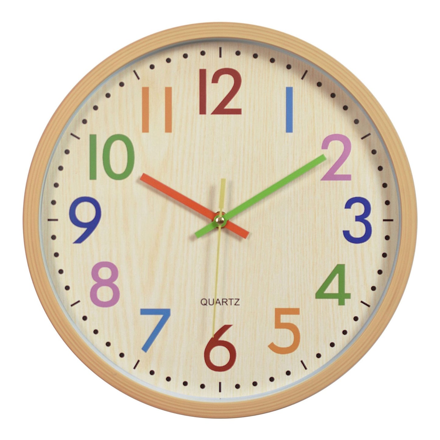 Wood Textured Silent Classroom Clock 12 Inches