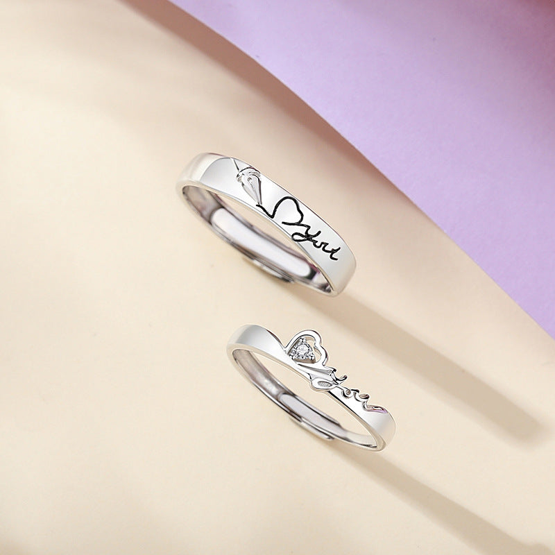 Custom I Love you Proposal Rings Set for Couples
