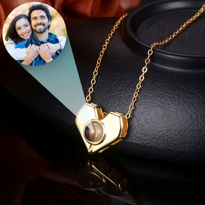 Photo Projection Heart Shaped Pendant Necklace