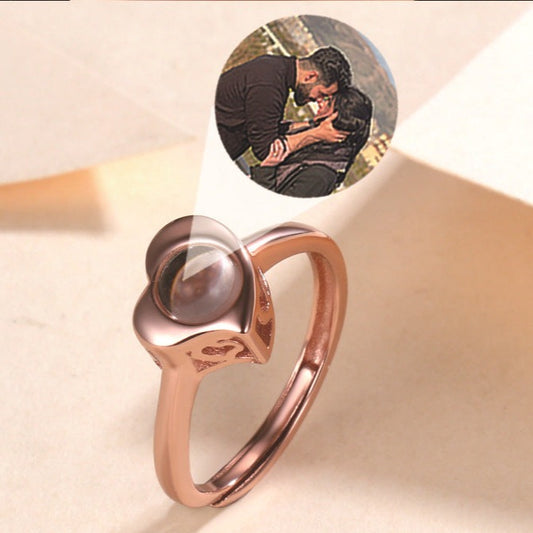 Photo Projection Heart Ring - Adjustable Size