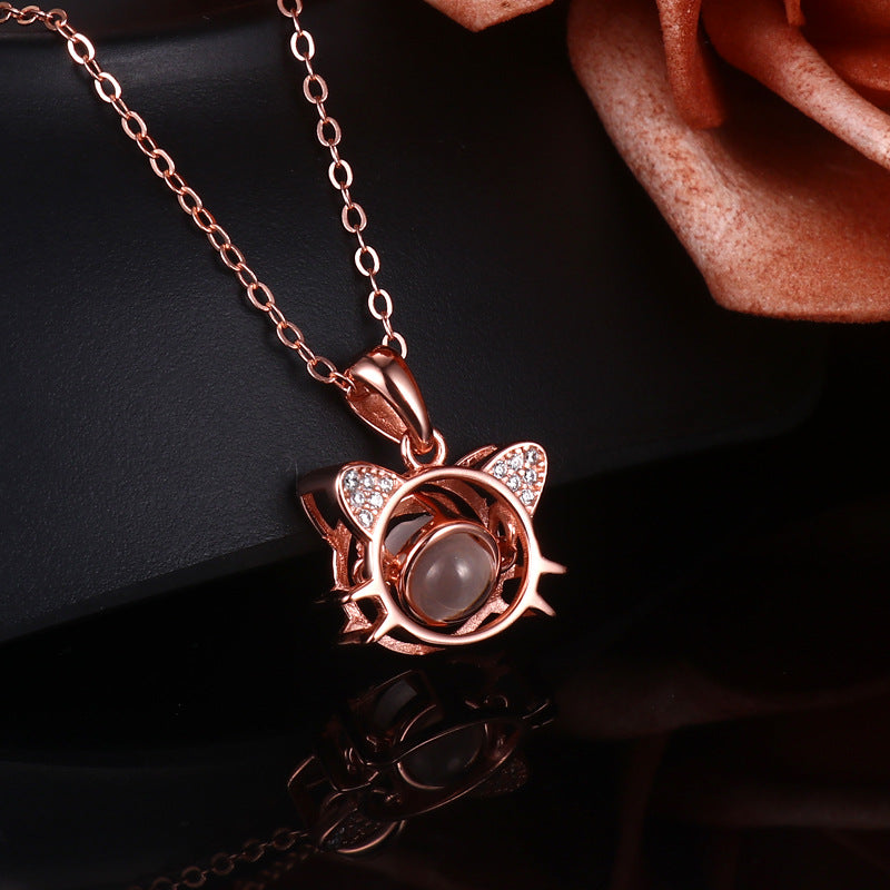 Cute Kitty Photo Projection Necklace