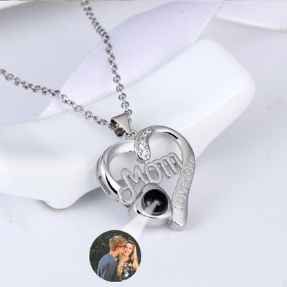 Photo Projection Heart Necklace for Mom