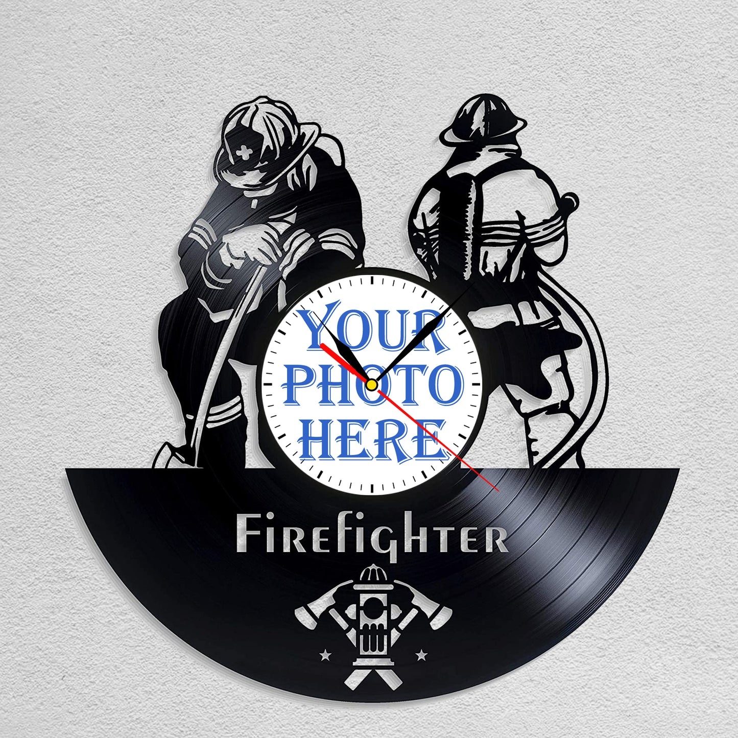 Gift for Firefighter Dad Personalized Photo Wall Clock