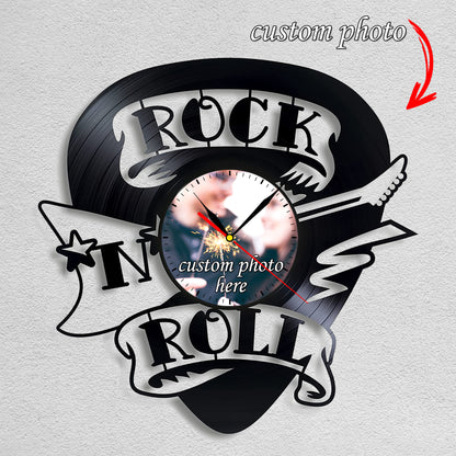 Gift for Rock and Roll Lover Personalized Photo Wall Clock