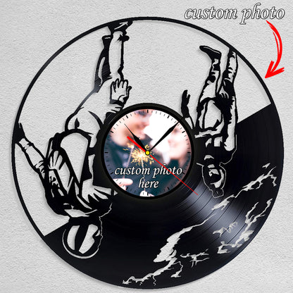 Personalized Vintage Gift for Skydiving Lover Photo Wall Clock