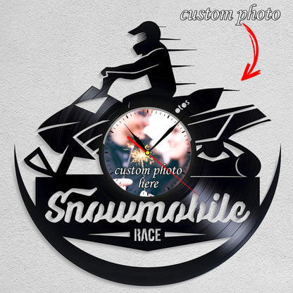 Personalized Photo Wall Clock Gift for Snowmobile Lover