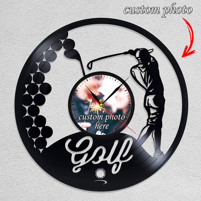 Gift for Golfer Men Personalized Photo Wall Clock for Dad