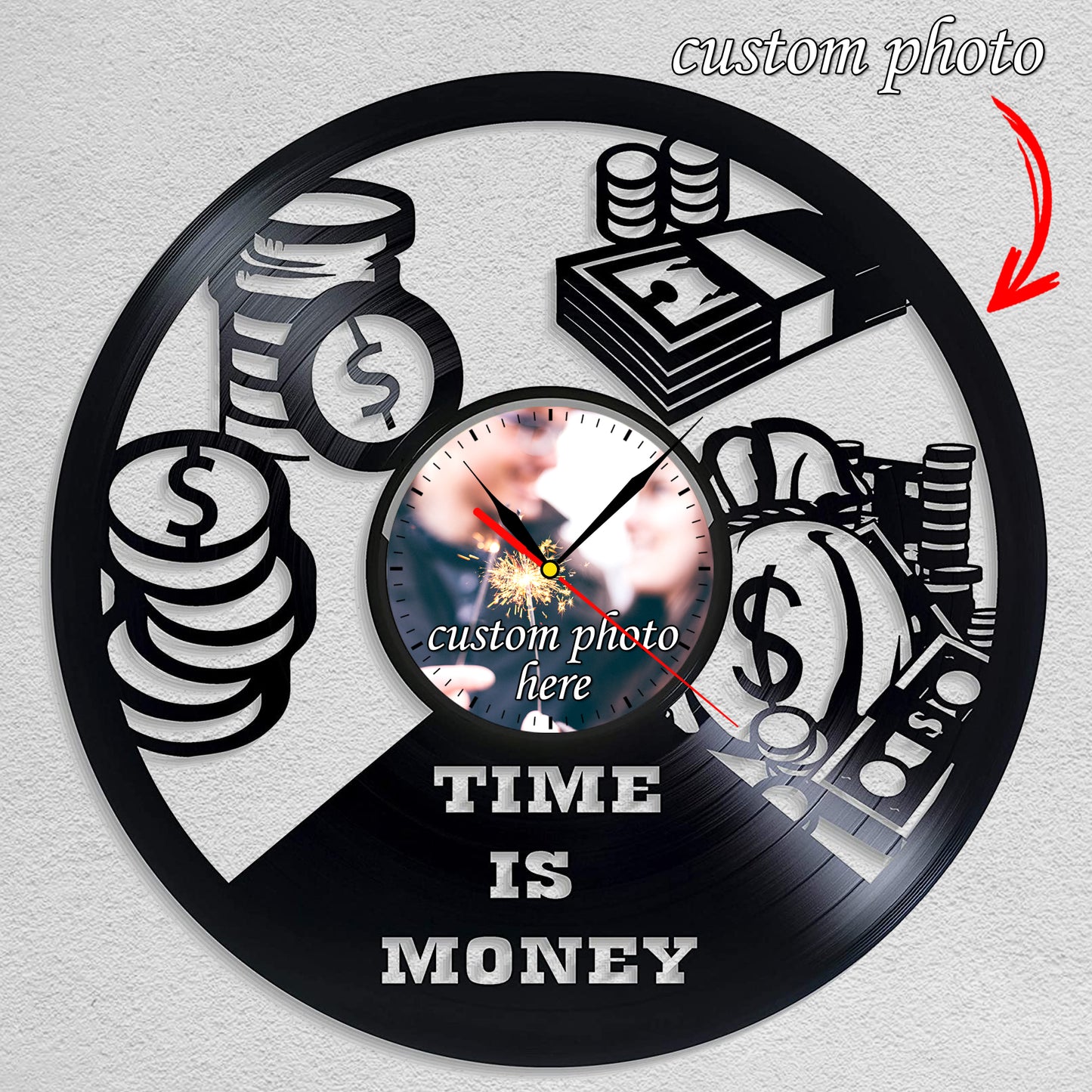 Time is Money Clock Personalized Photo Wall Decoration Gift