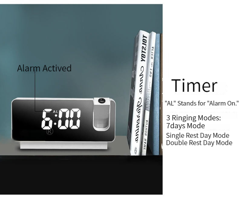 Digital Led Time Projection Alarm Table Clock