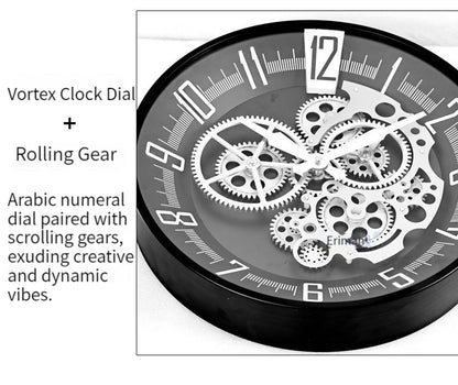 Real Moving Gears Retro Wall Clock 16 Inches