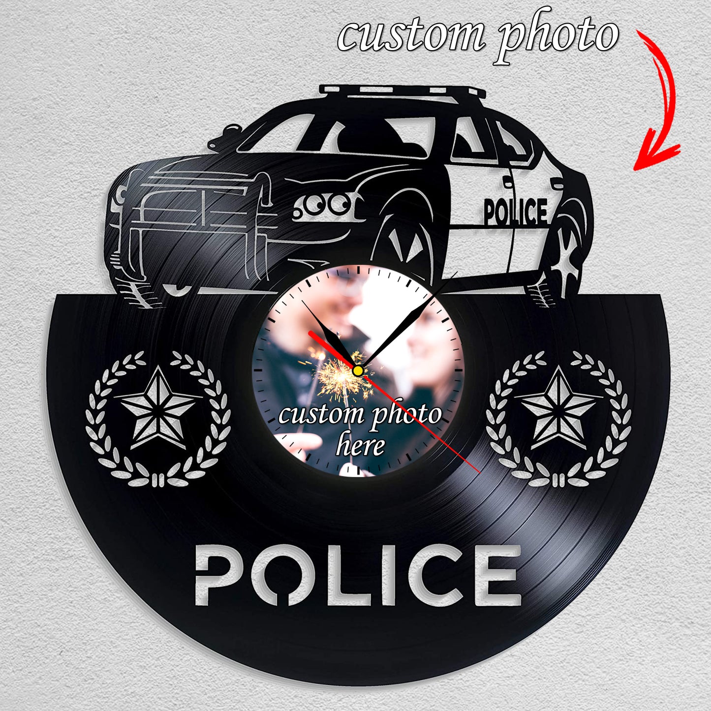 Gift for Police Officer Dad Personalized Photo Clock