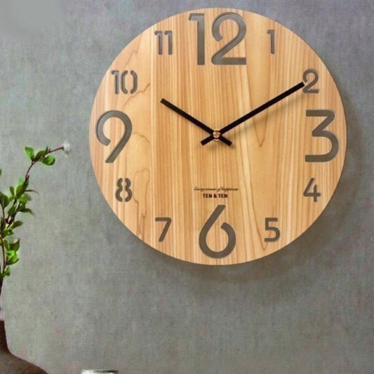 Modern Battery Operated Silent Wall Clock 10 Inches Wood Textured