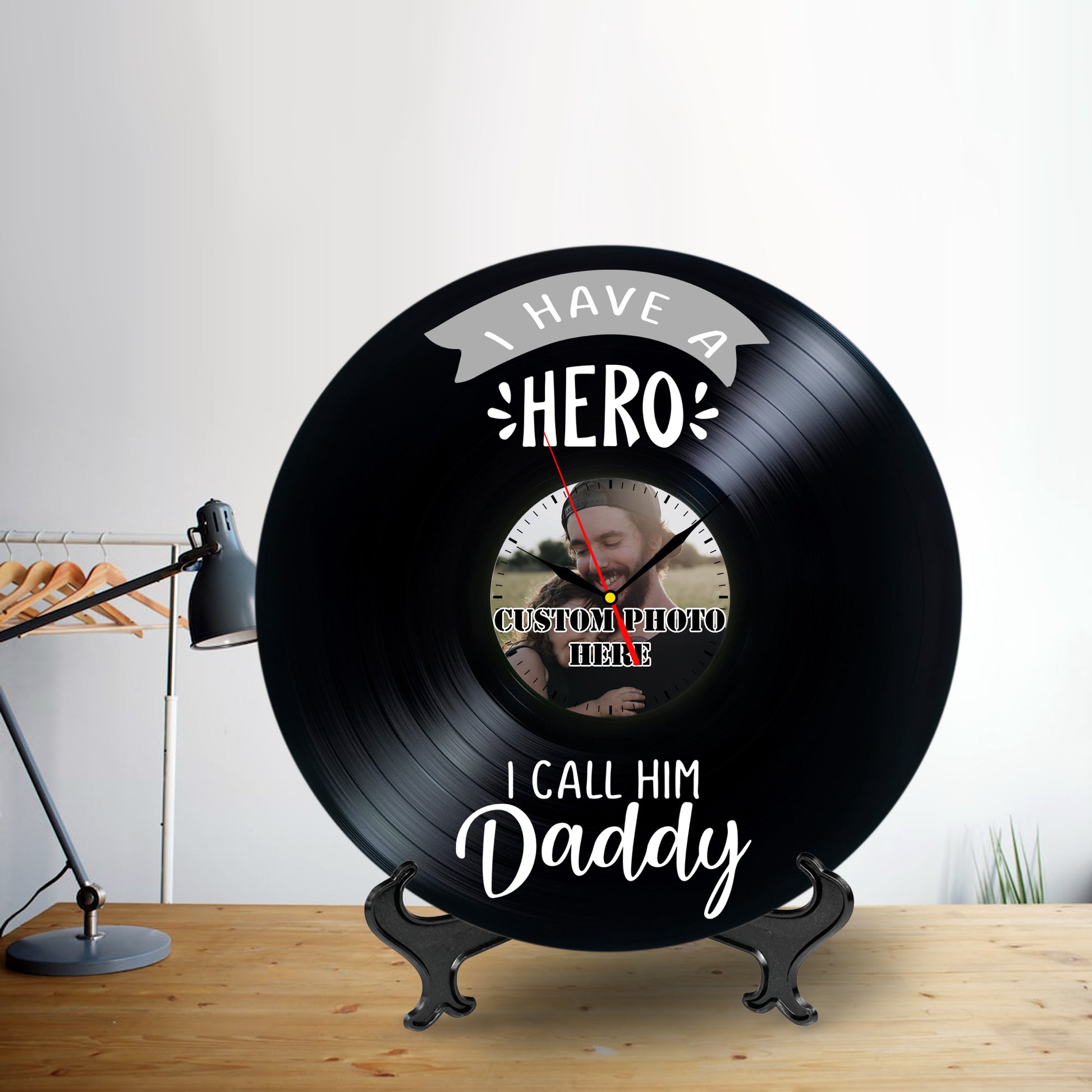 Personalized Photo Lp Record Clock Gift for Father