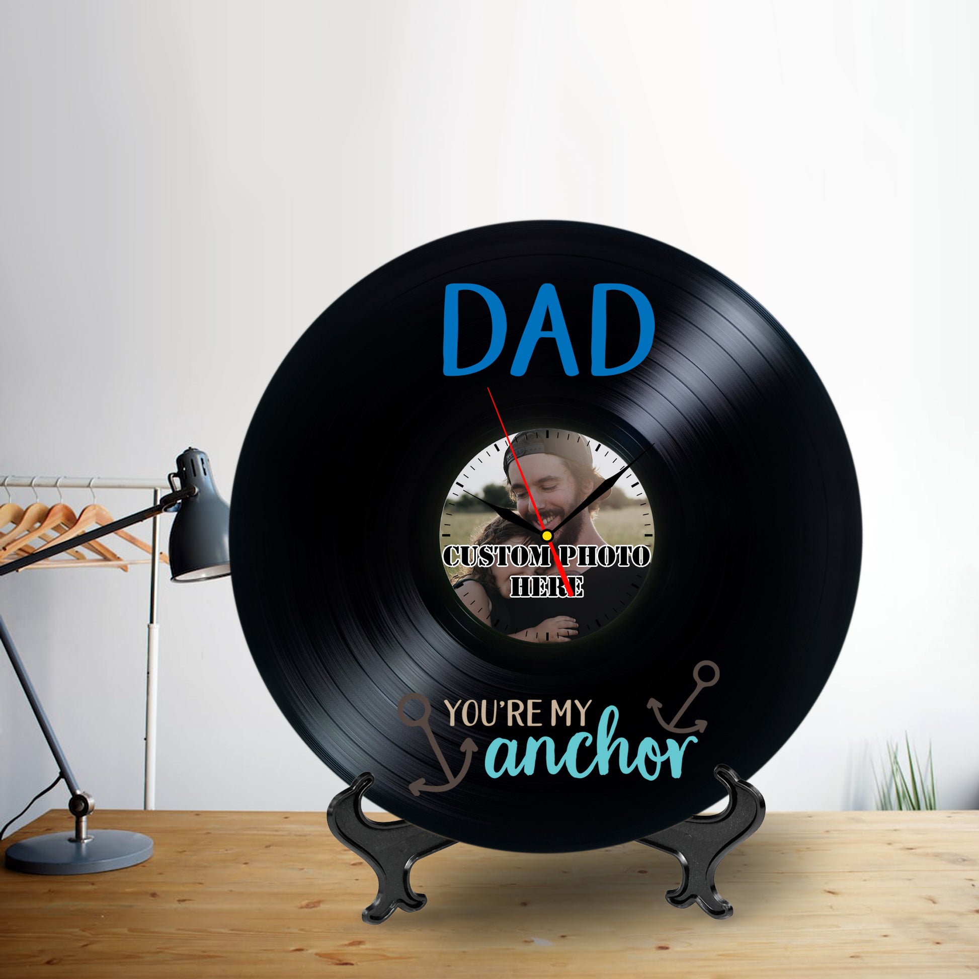 Custom Photo Lp Record Clock Gift for Father
