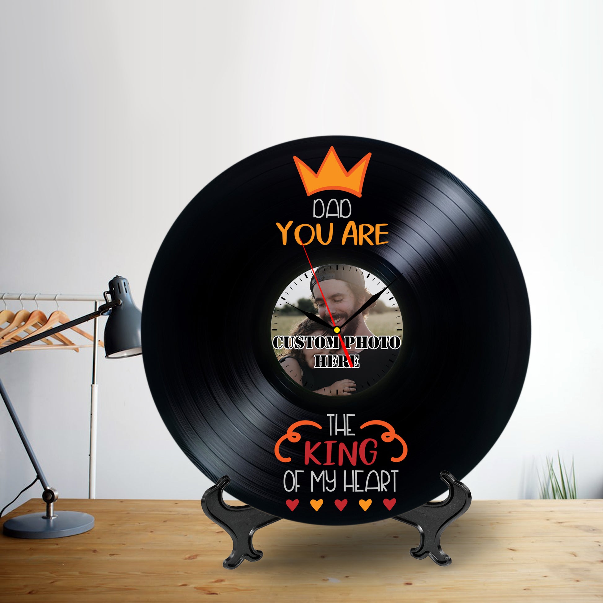 Personalized Lp Record Photo Clock Gift for Father