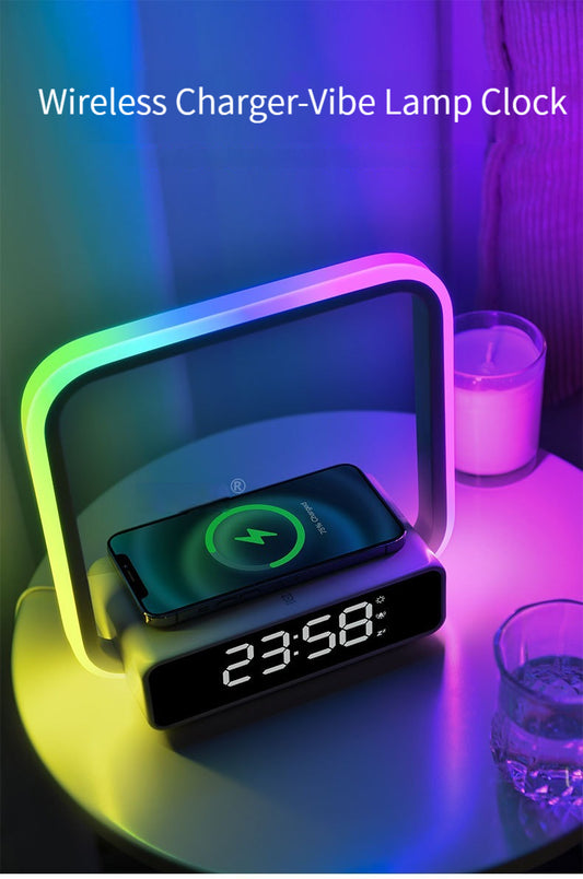 Led Rgb Lights Wireless Phone Charger Table Clock