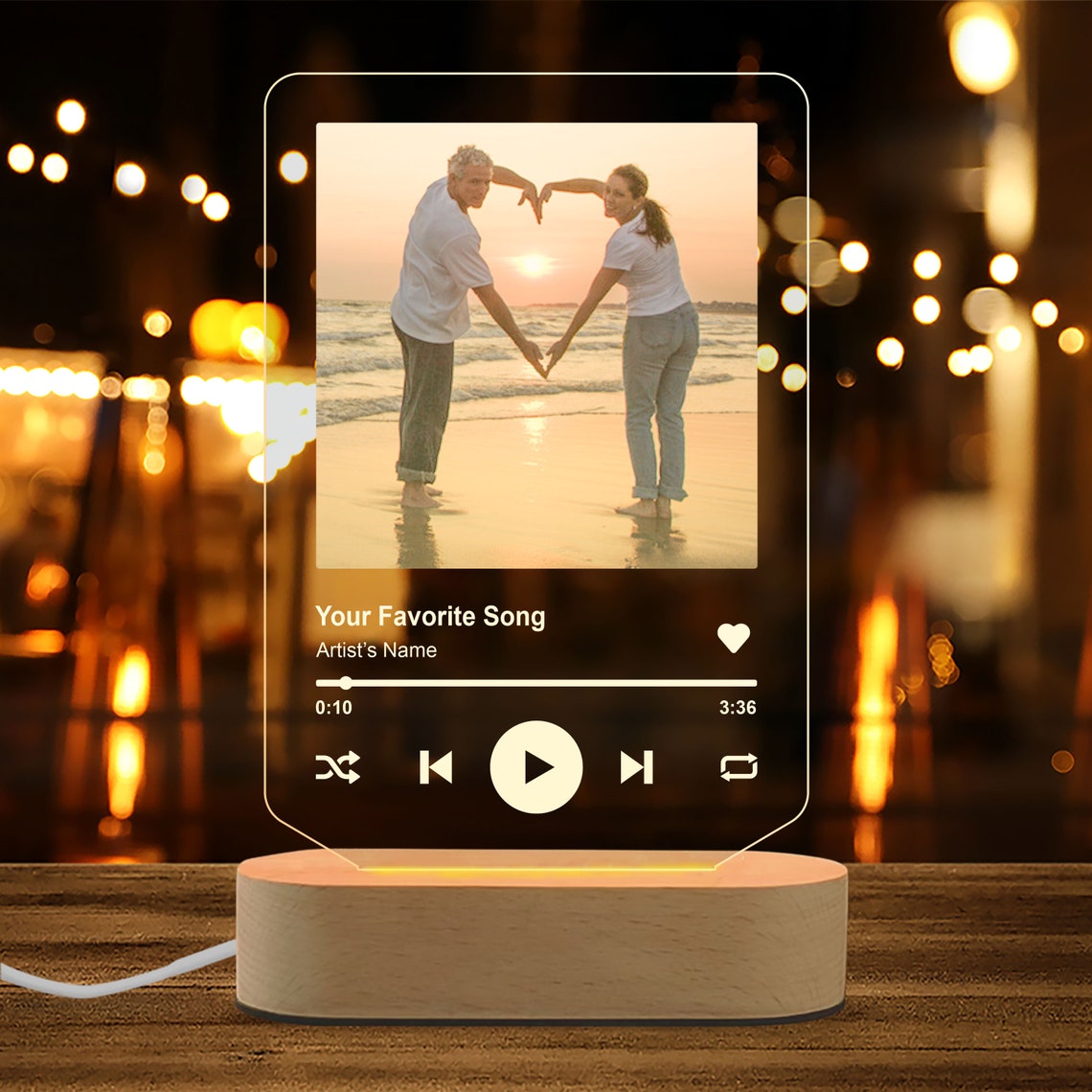 Custom Song Couples Anniversary Photo Night Light