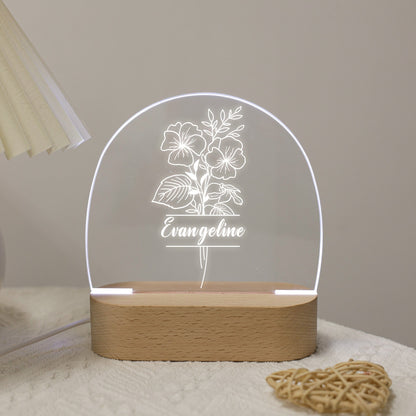 Loforay™ Birth Month Flower Name Night Light