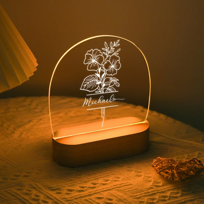 Loforay™ Birth Month Flower Name Night Light