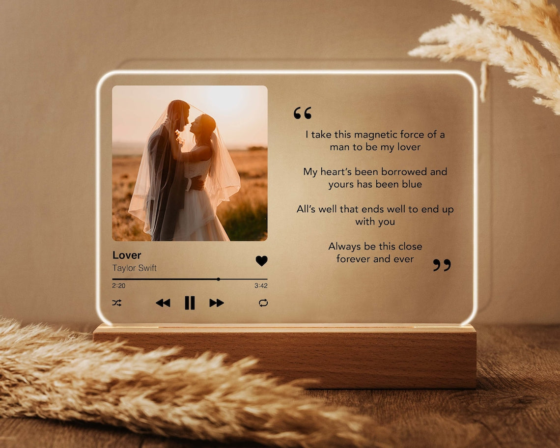 Loforay™ Personalized Couple Photo Favorite Song Lyrics Night Light