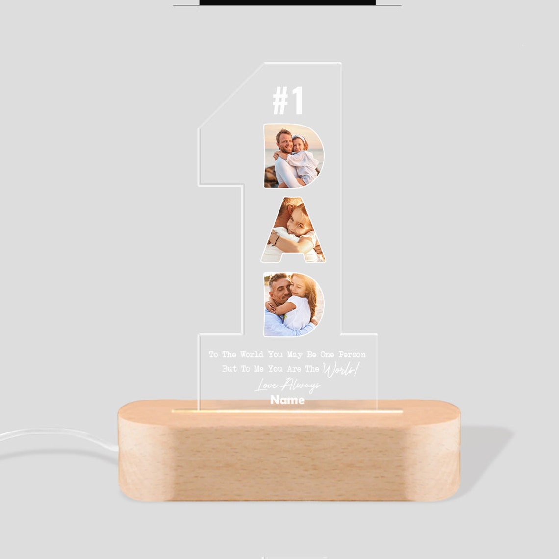 Loforay™ Number One Dad Family Photos Bedside Night Light