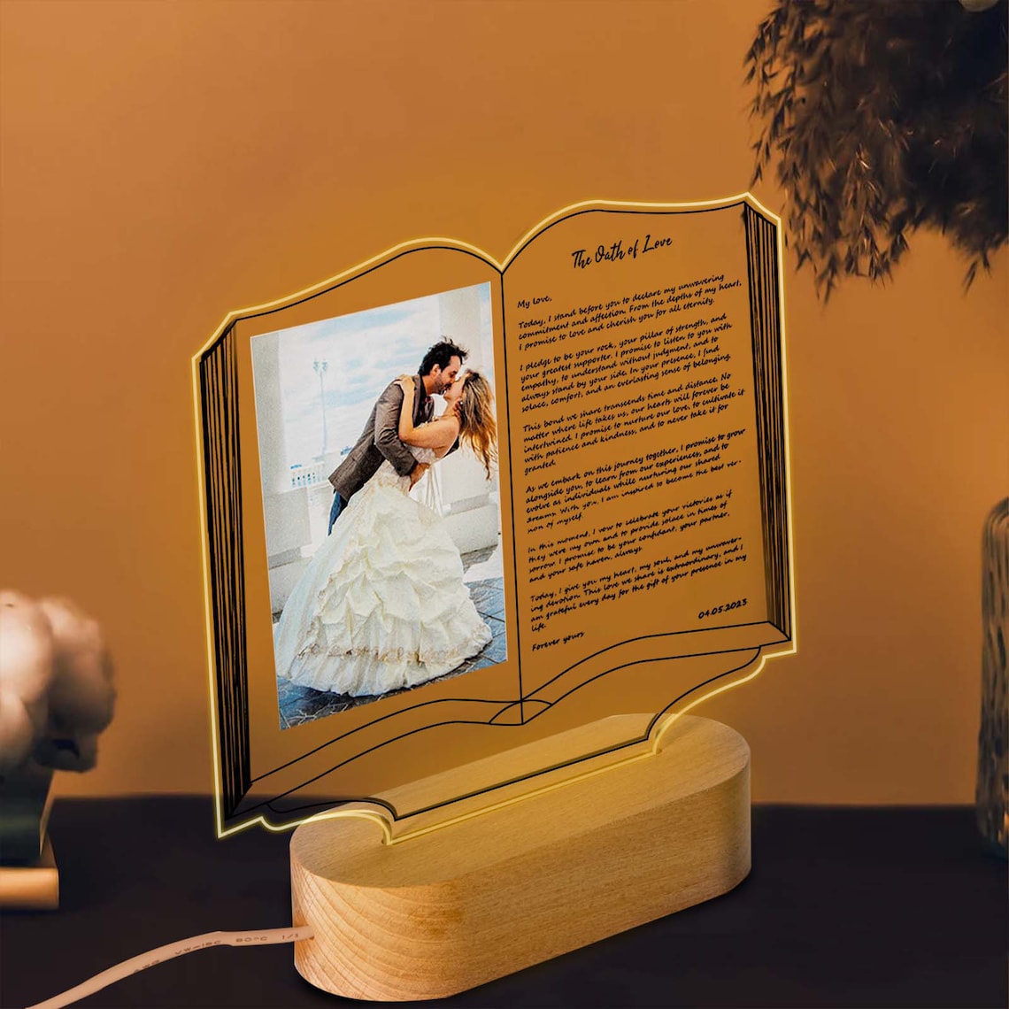 Loforay™ Couples Custom Photo and Love Letter Night Light