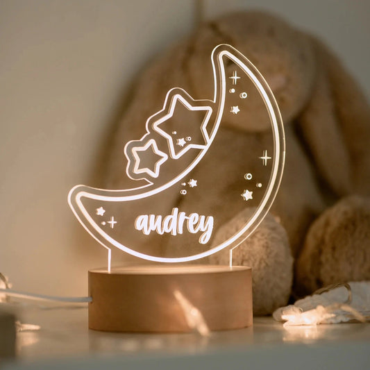 Custom Name Stars and Moon Acrylic Lamp