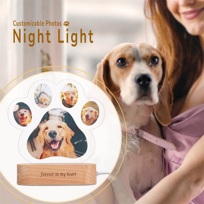 Custom Dog Paw Photo Acrylic Table Lamp