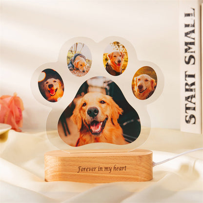 Custom Dog Paw Photo Acrylic Table Lamp