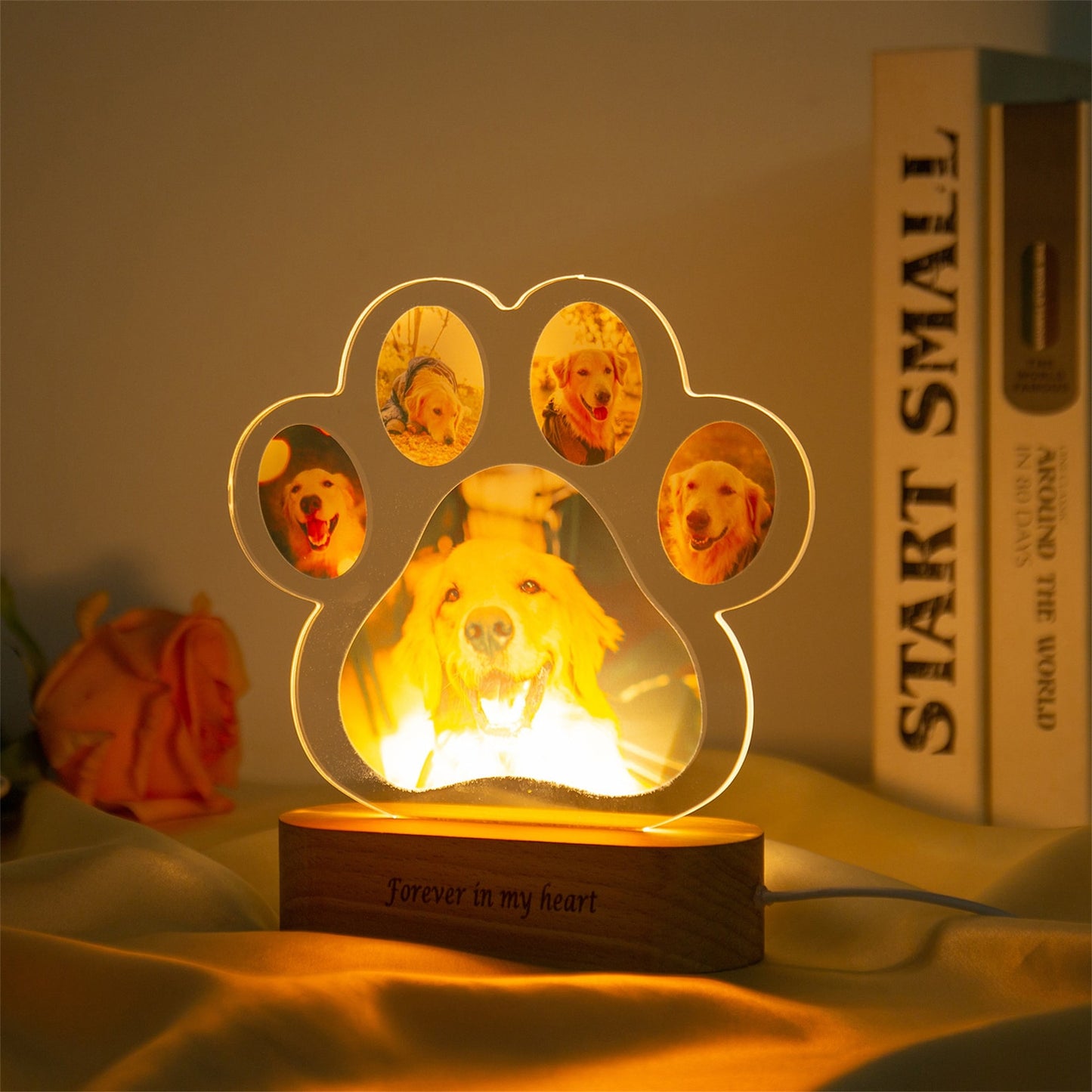 Custom Dog Paw Photo Acrylic Table Lamp